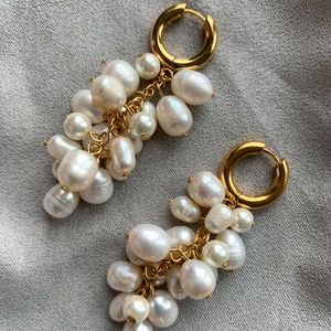 Gold Pearl Drop Earrings